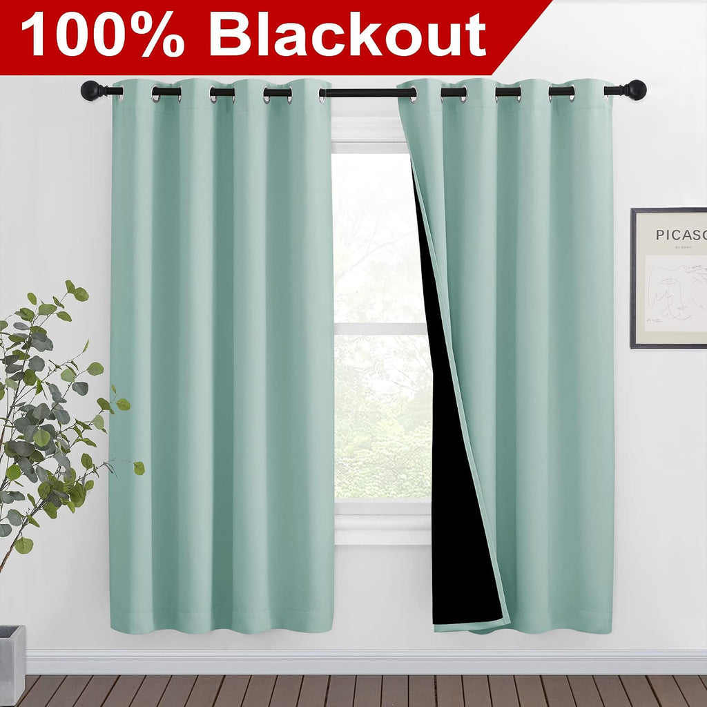 Nicetown 100% Blackout Window Curtain Panels, Full Light Blocking Drapes with Black Liner for Nursery, 72-inch Drop Thermal Insulated Drape…