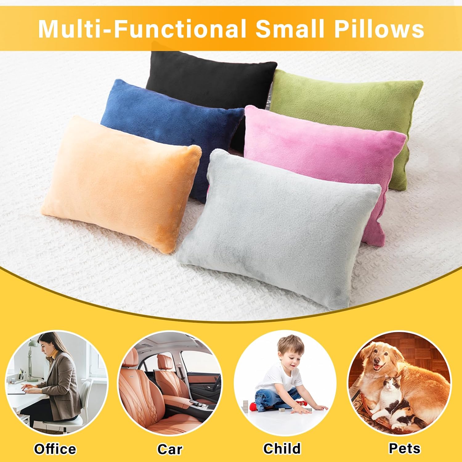 1 MIDDLE ONE 2 Pack Small Pillow, Memory Foam Mini Pillow 11 X 7 Inches for Travel, Sleeping, Nap and Neck, Knee, Lumbar Support, Tiny…