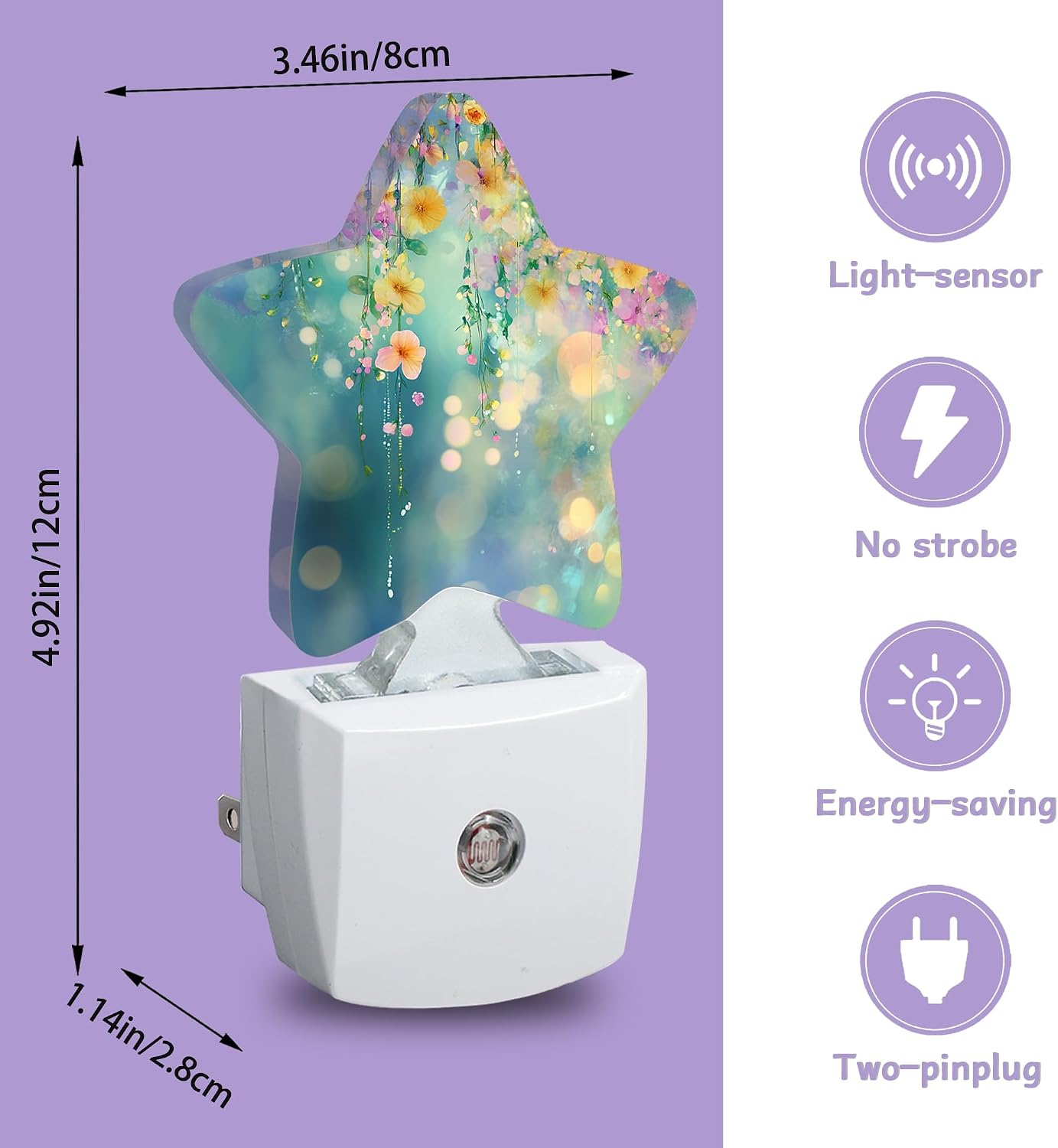 Night Light, Abstract Flowers Night Lights Plug into Wall Spring Floral Decorations for Bedroom Bathroom, Dusk to Dawn Sensor Kitchen…