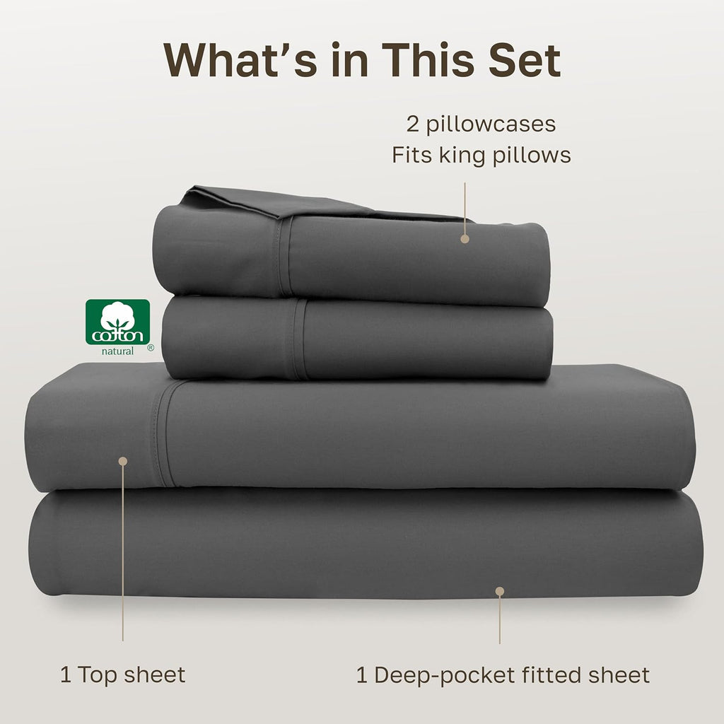 CaliforniaDesignDen California Design Den Soft 100% Cotton Cal King Sheet Set, 400 Thread Count Good Housekeeping Award Winner, Silky Smoot…