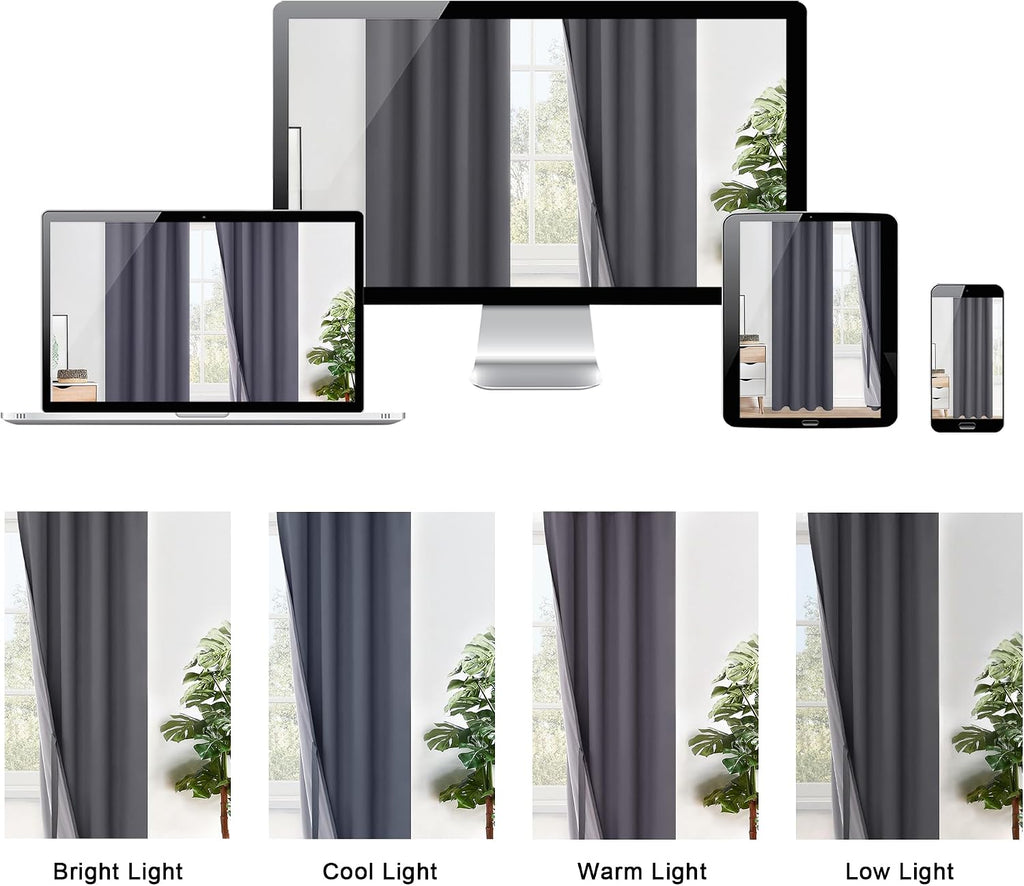Xwzo Full Blackout Curtains 63 Inches Long with Tiebacks- Full Light Blocking & Energy Efficiency Extra Wide Window Draperies Grommet Top w…
