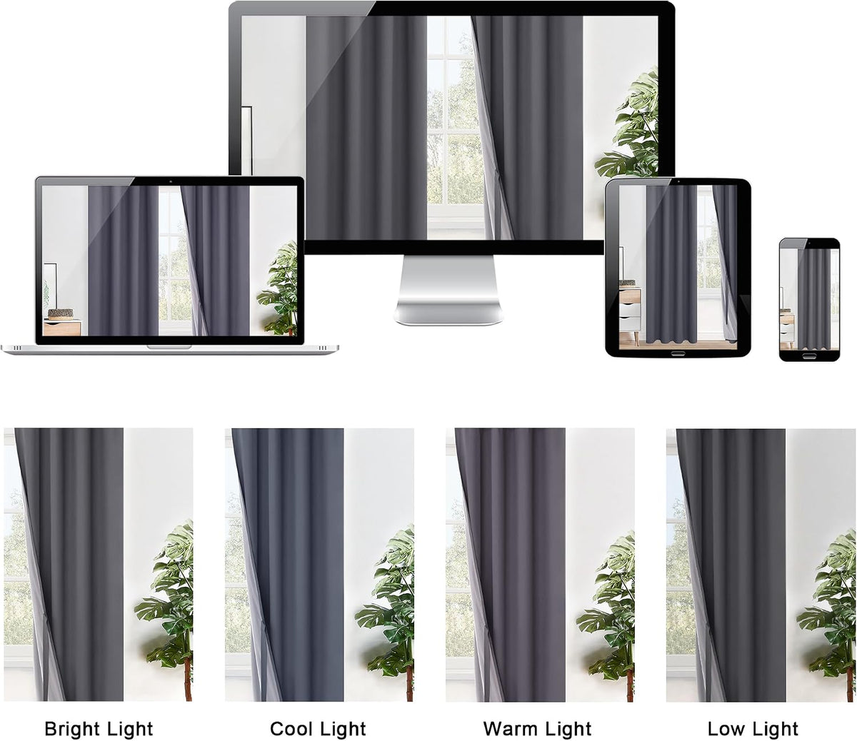 Xwzo 100% Blackout Curtain Panels - Thermal Insulated Black Liner Curtains, Noise Reducing and Heat Blocking Drapes for Hall and Studio Win…