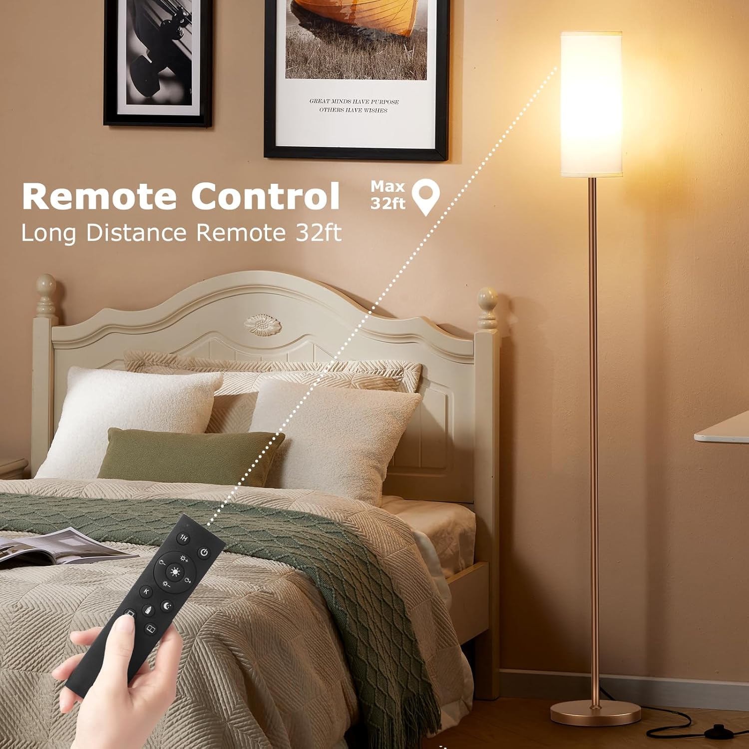 Ambimall 64'' Floor Lamps for Living Room with Remote Control and Stepless Dimmable Colors Temperature & Brightness, 9W Bulb…