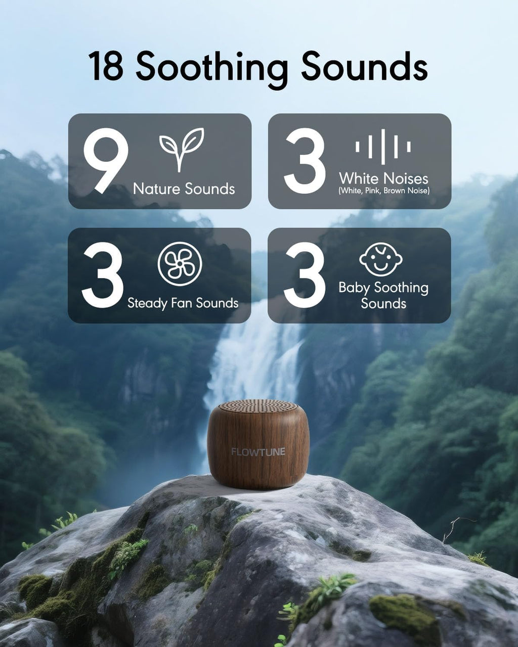 Sound Machine Flowtune White Noise Machine for Baby Adults, Mini Portable Sound Machine for Travel, 6H Timer, 18 Soothing Sleep Sounds…