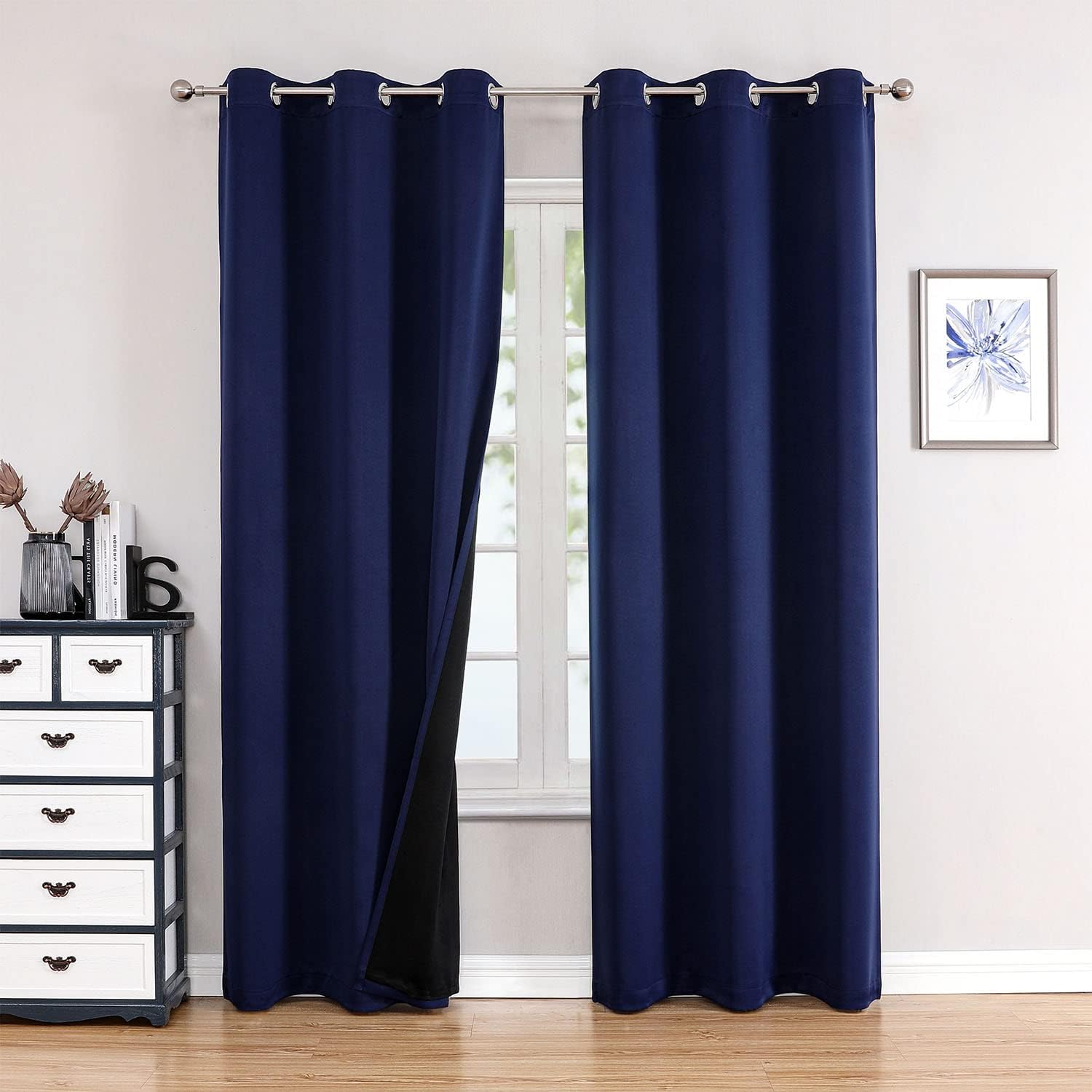 ChrisDowa 100% Blackout Curtains 78 inch Long for Bedroom with Black Liner, 2 Thick Layers Total Blackout Thermal Insulated Grommet Window…