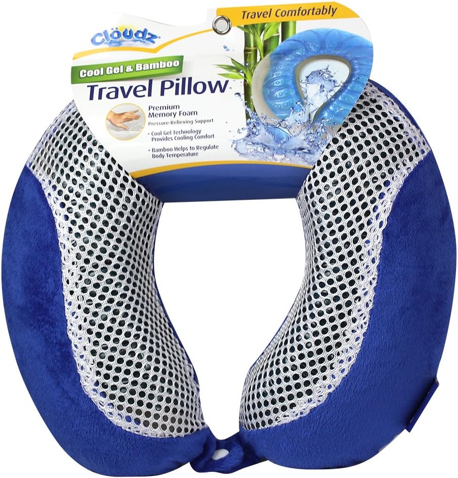 Cloudz Comfort Gel Memory Foam Travel Neck Pillow - Blue