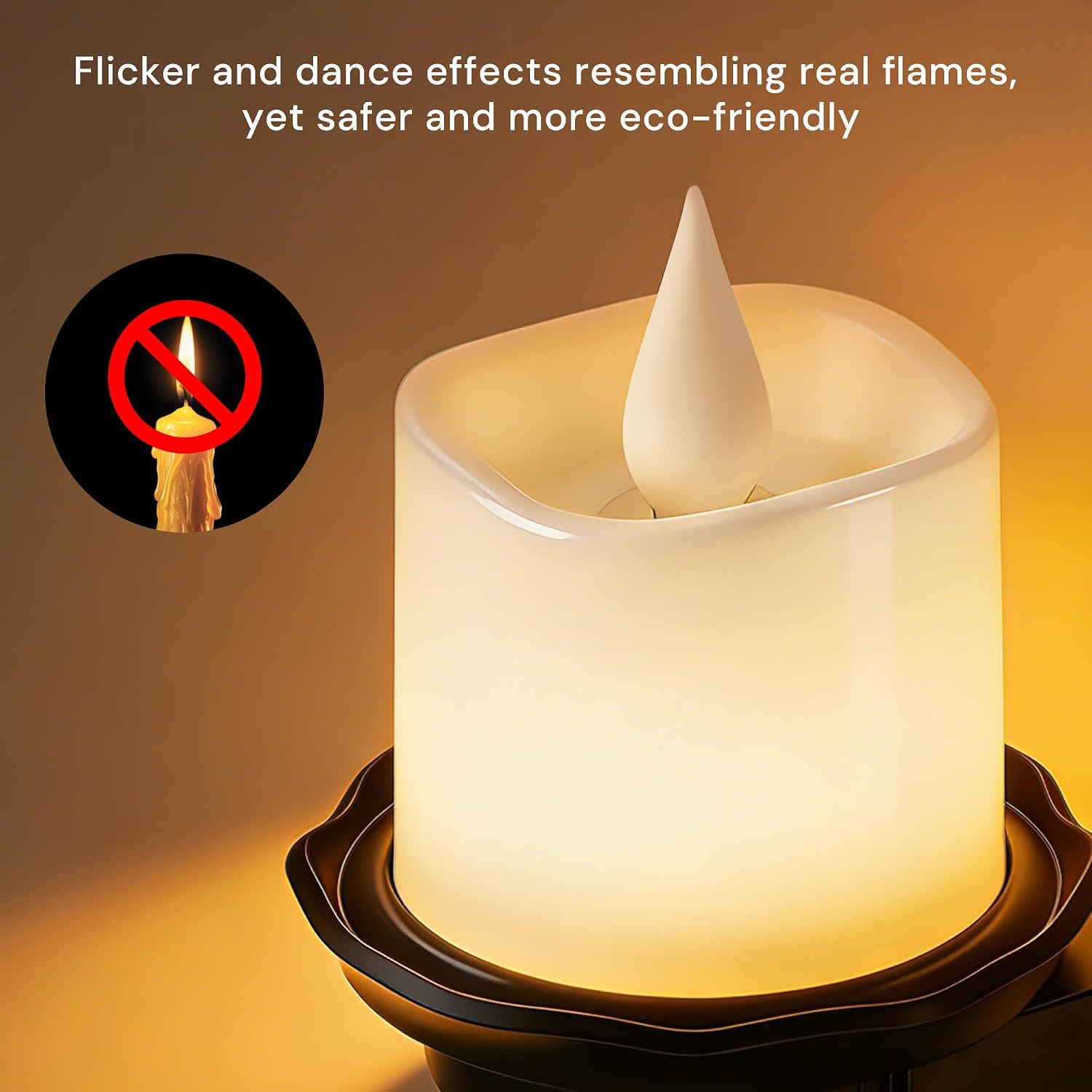 Llohasled L LOHAS LED Flameless Candle Night Light, Flicker Night Lights Plug into Wall 2 Pack, Amber Candle Nightlight with Light Sensor,…