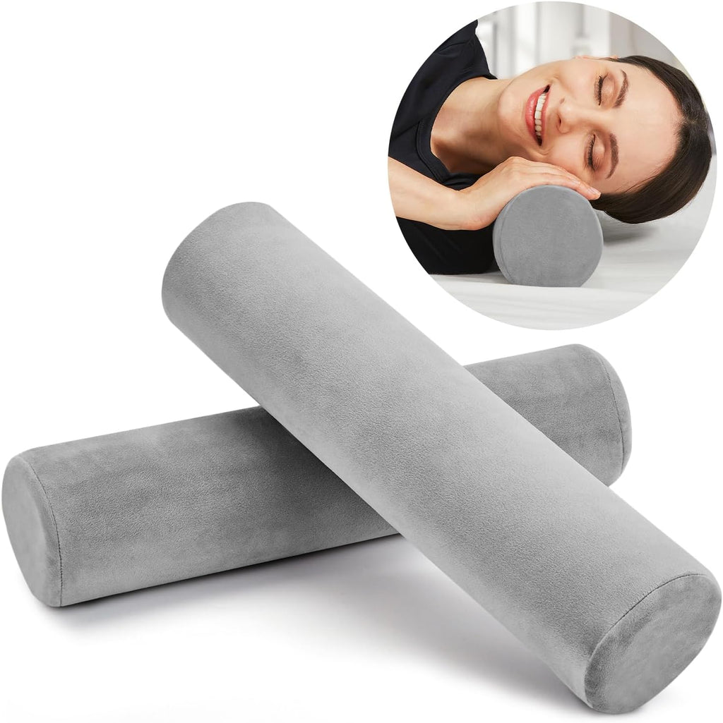 AllSettth AllSett th 2 Pack Neck Roll Cervical Pillow for Neck - Memory Foam Neck Pillow for Bed | Round Neck Pillows for Sleeping…