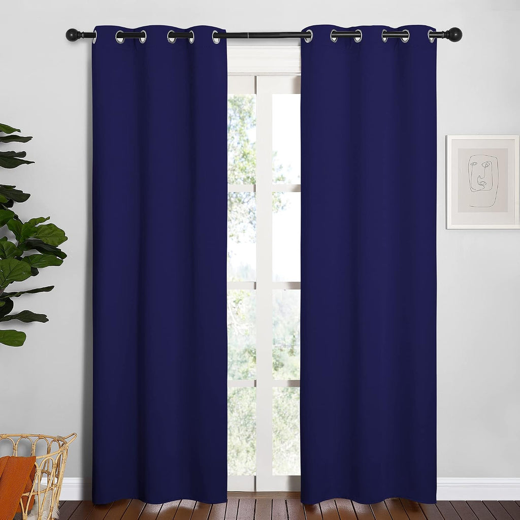 NICETOWN Blackout Curtain Panels, Window Treatment Energy Saving Thermal Insulated Solid Grommet Blackout Drapes/Draperies (Royal Blue, 1…