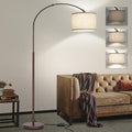 Dimmable Arc Floor Lamp, Floor Lamps for Bedroom, Farmhouse Standing Lamp with Adjustable Hanging Shade, Brown Tall Pole Lamp, Mid…