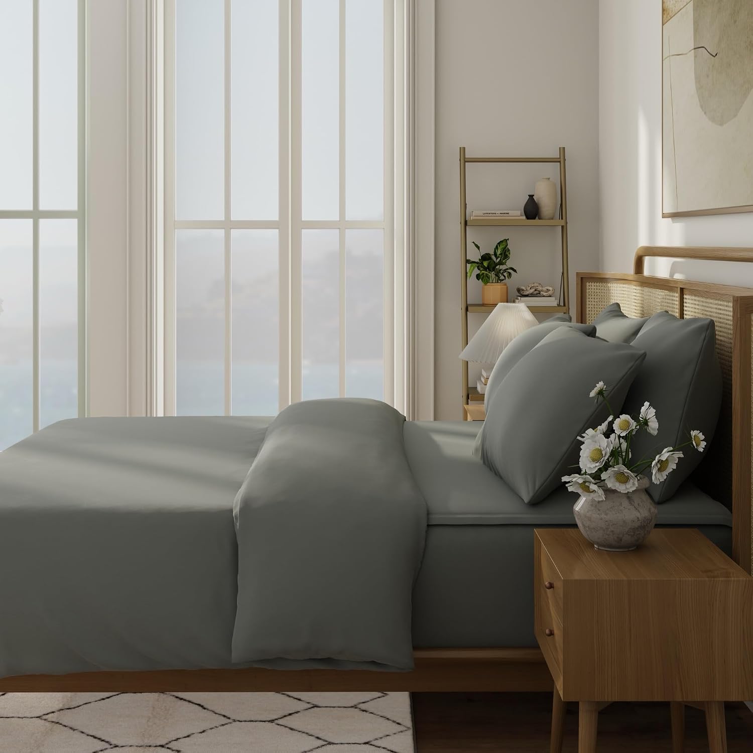 QuickZip Sateen Pillow Case King Size (20" X 39") Pillowcases, Set of 2, 100% Cotton Pillow Covers with Envelope Closure, Slate Gray