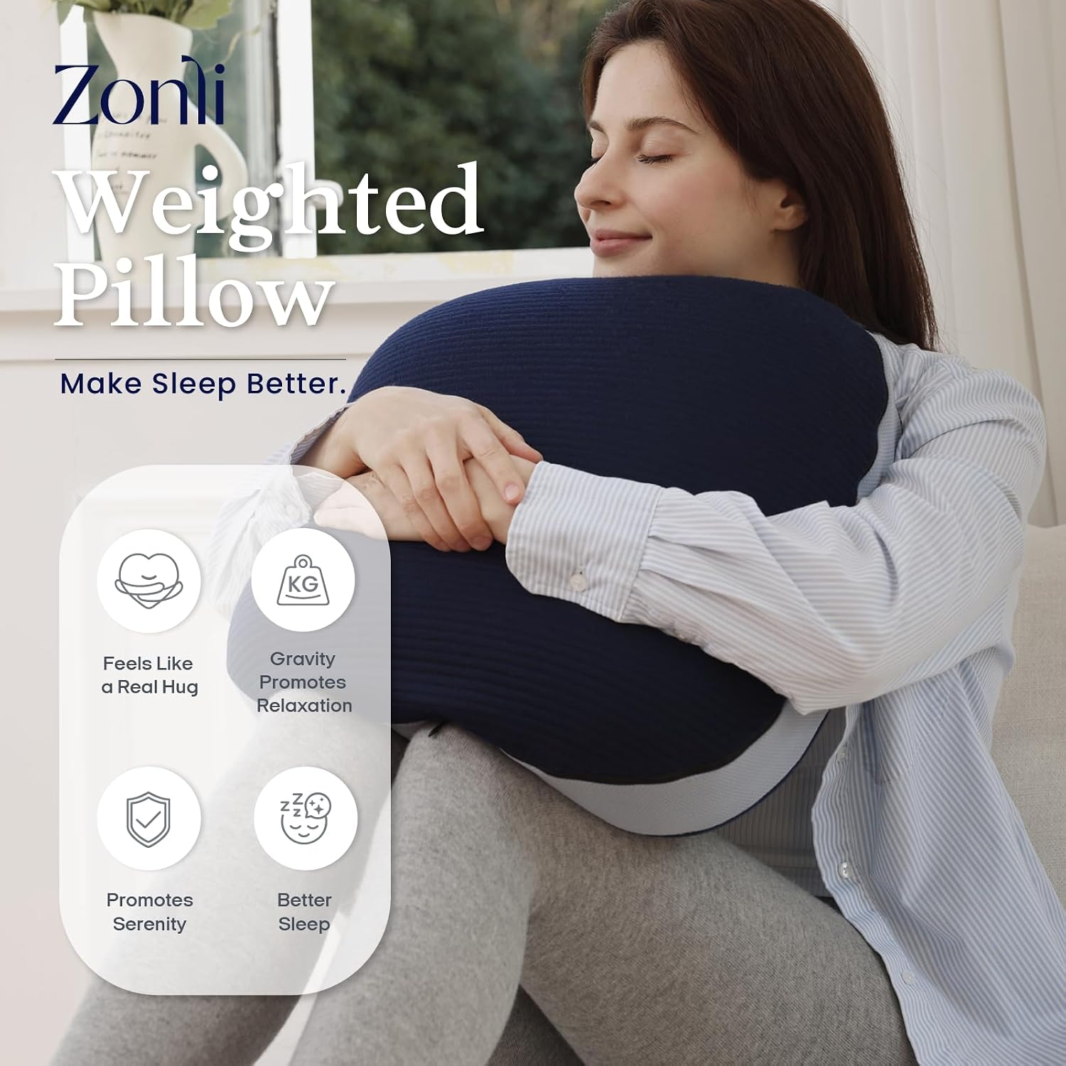 ZonLi Weighted Pillow for Adults 6.5lbs, Washable Hug Pillow Get Better Sleep, Detachable Sensory Body Weighted Pillows, Memory Foam Bed…