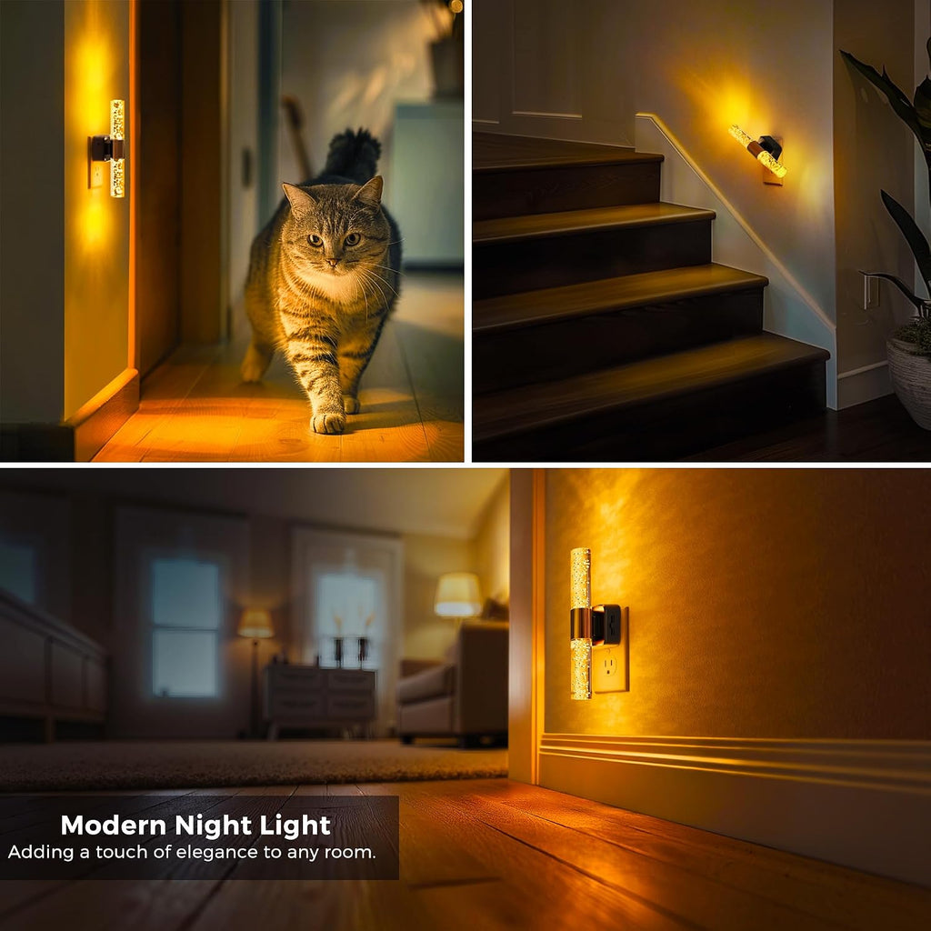 L LOHAS LED Amber Night Light, Bubble Acrylic Night Lights Plug into Wall, 180° Rotating Nightlights, Yellow Nightlights Dimmable, Light…