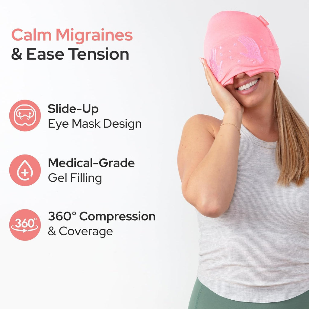 Soothefy Migraine Relief Cap with Slide-Up Eye Mask - Patent Pending - Headache Relief Hat for Hangover, Stress, Tension - Buttery Soft, Ma…