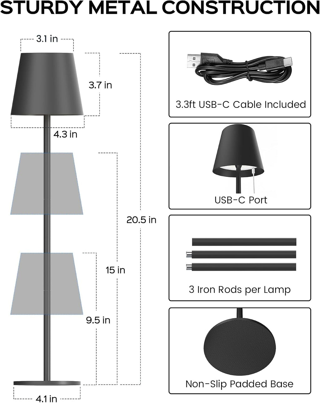 JACKYLED Cordless Table Lamps Rechargeable, 3 Adjustable Height, 5000mAh Battery Operated, 3 Colors Smooth Dimming, Portable LED…