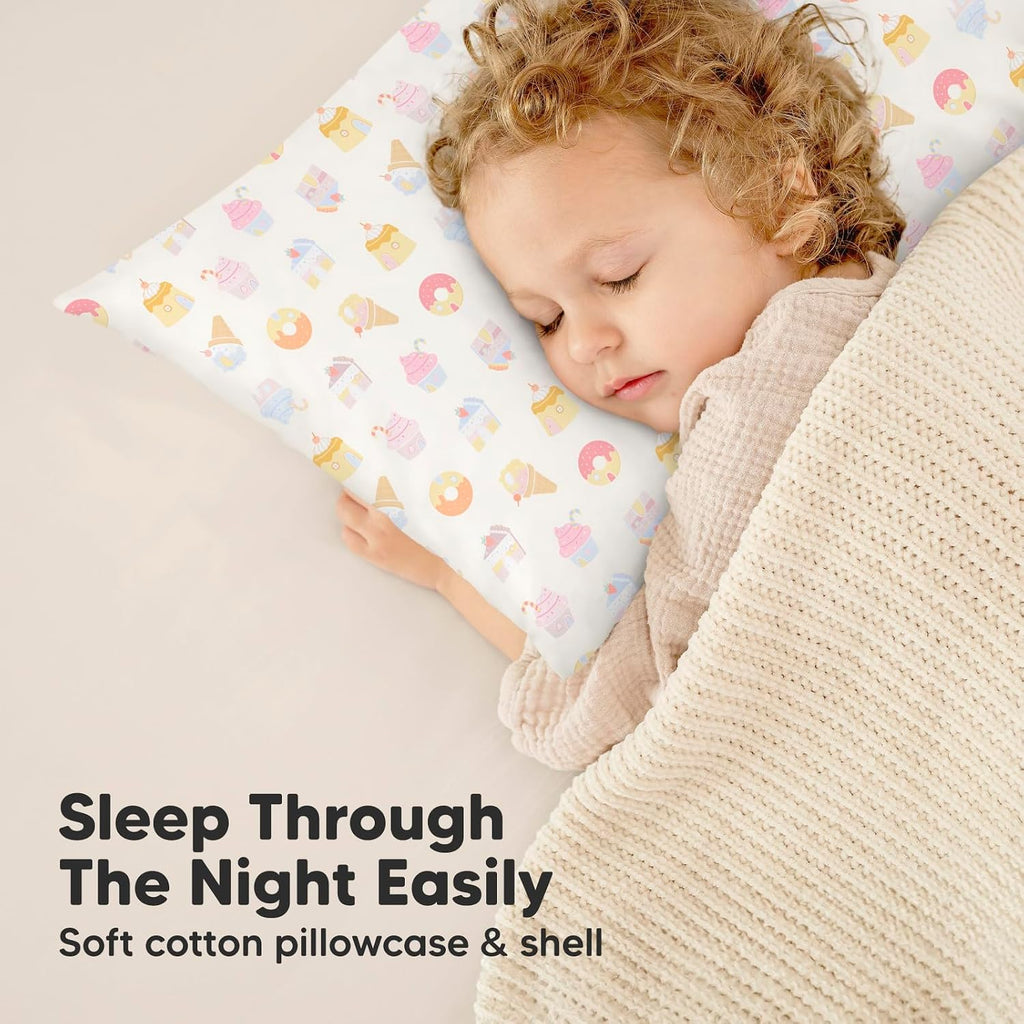 Toddler Pillow with Pillowcase - 13x18 My Little Dreamy Kids Travel Bed Pillows for Sleeping, Organic Cotton Small Pillowcase, Soft &…