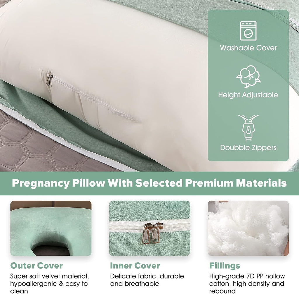 U-Shaped Full Body Pregnancy Pillow for Sleeping – 57" Maternity Pillow with Removable Cover, Support for Back, Legs, Belly & Hips…