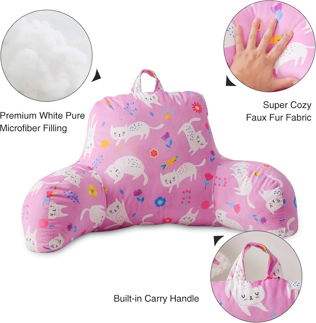 Aimuan Pink Cat Reading Pillow Bed Rest Wedge Backrest Pillow with Arms Back Support for Sitting Up in Bed Cushion Incline Rest Sleeping…