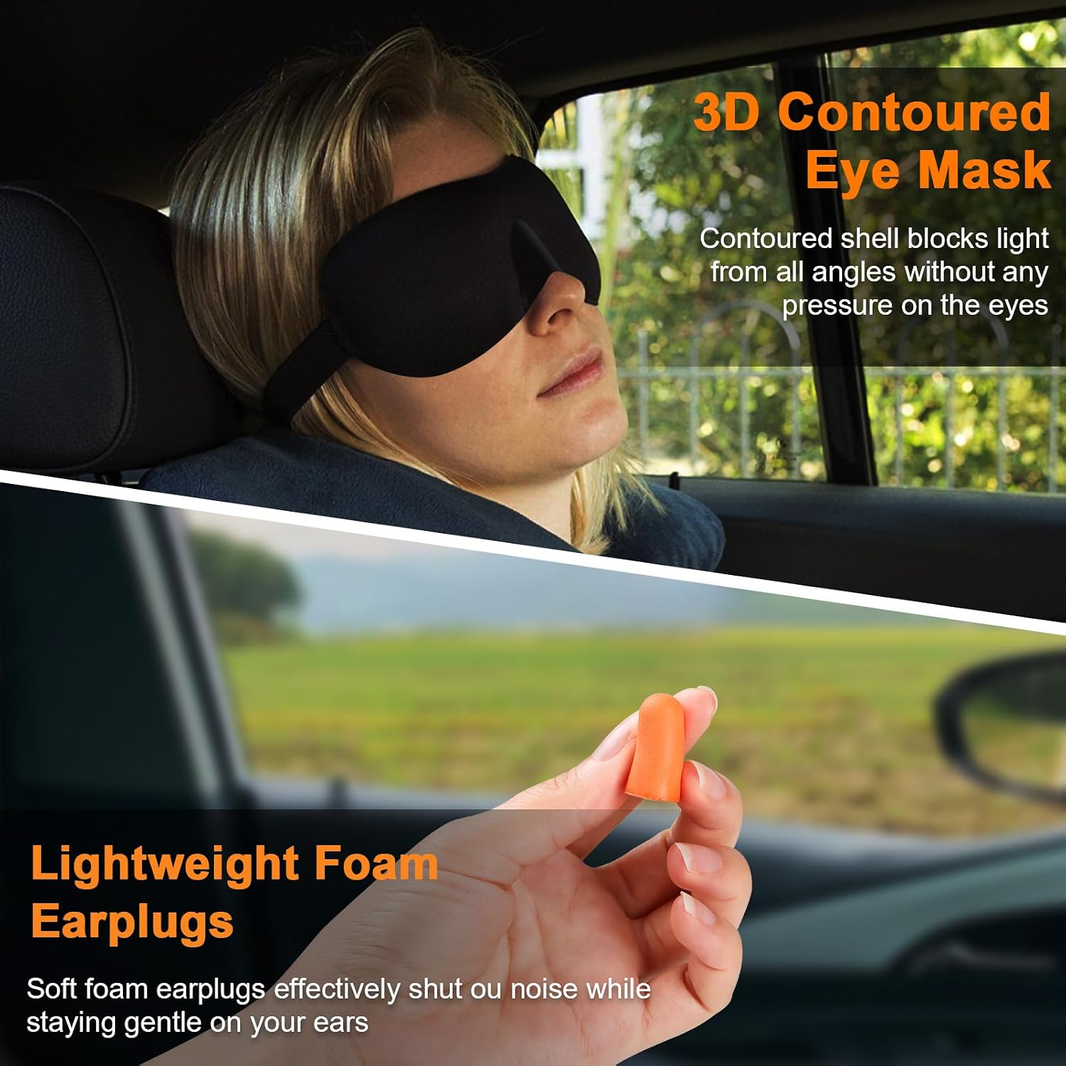 Vzpeun Travel Pillow - Hooded Neck Pillow Airplane Memory Foam Filling for Plane, Office, Cars Sleeping, Road Trip, Long Flights, Airplane…