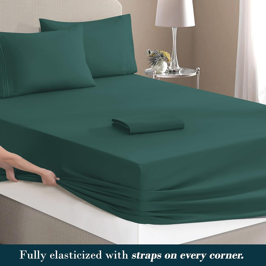 MocassiLuxuryBedding Mocassi Twin XL Size 4-Piece Bed Sheet Set - 1800 Hotel Quality Microfiber 18-24 Inches Extra Deep Pocket Fitted Sheet…