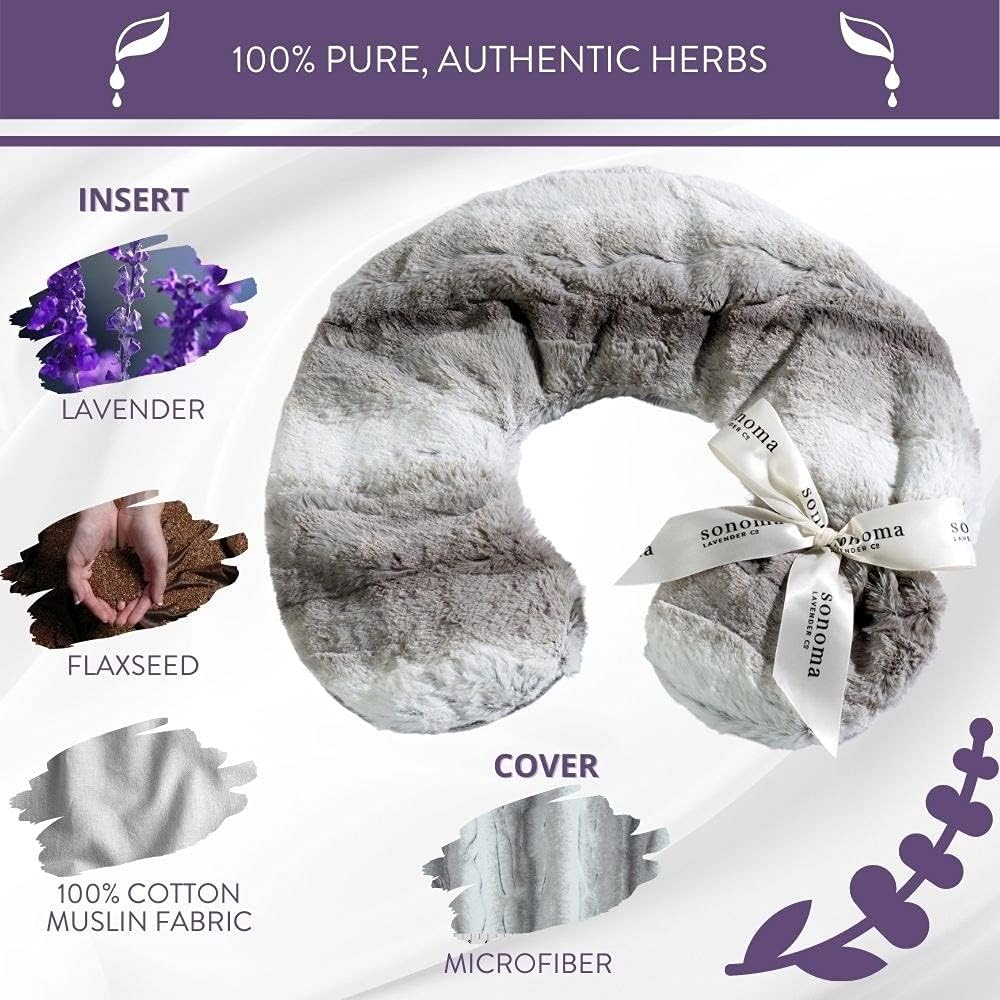 Your Personal comfort Ritual Sonoma Lavender Luxury Lavender Heatable/Chillable Neck Pillow, Microwaveable for Neck and Shoulders with Rem…