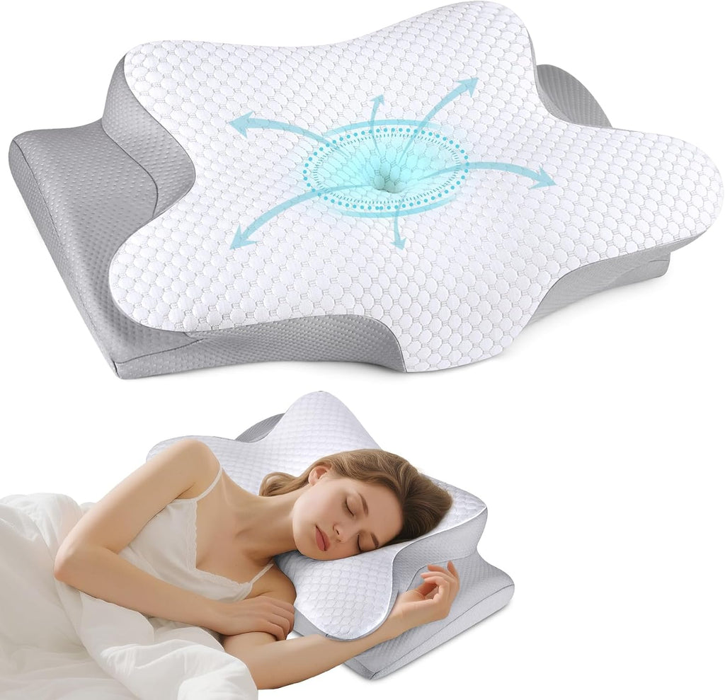 Bespillow Cervical Neck Pillow for Sleeping - Ergonomic Side Sleeper Pillow for, Contour Cervical Pillow for Neck Support, Orthopedic Memo…