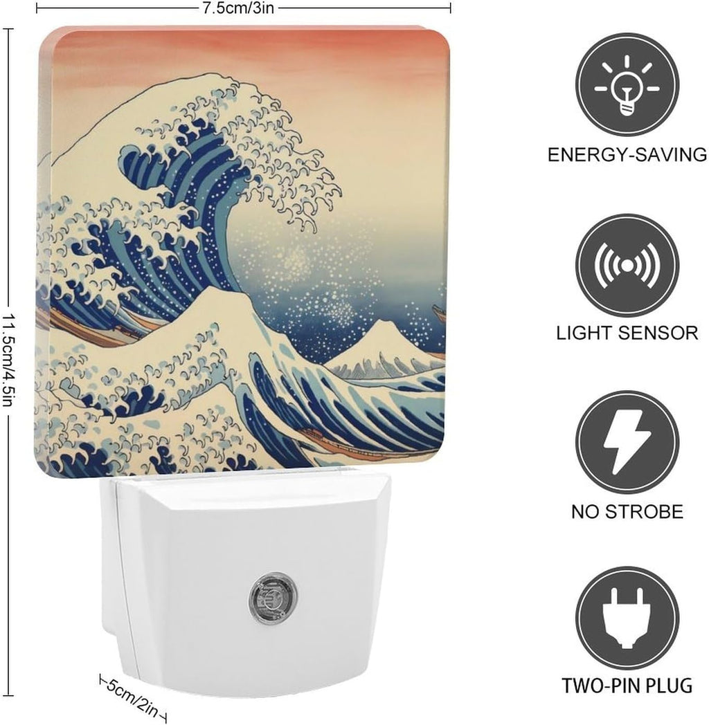 YKJAHSD Ocean Waves Night Light, Plug into Wall Decor Nightlights for Bedroom, Bathroom, Hallway, Kitchen, with Dusk to Dawn Light A…