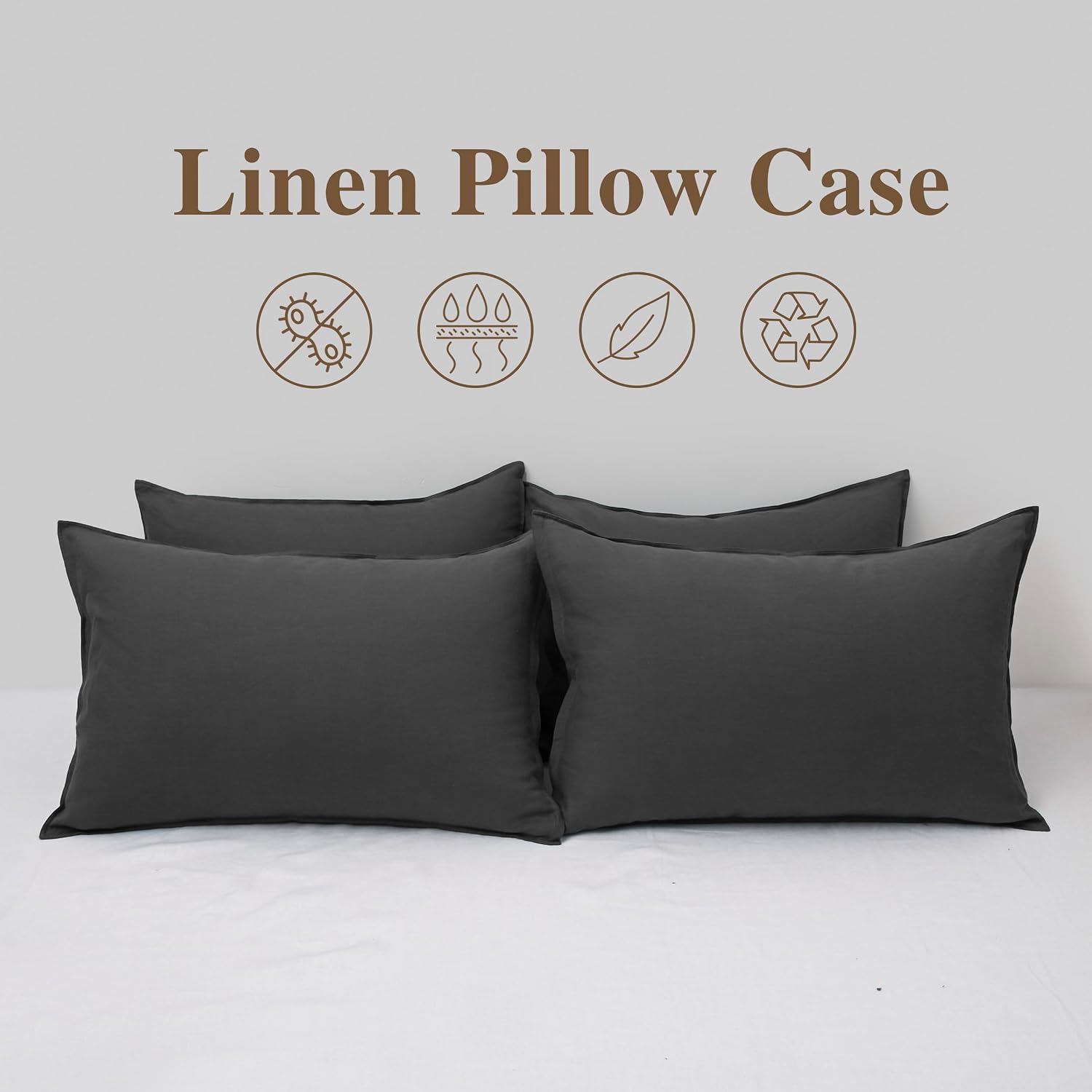 Chuffed Linen Pillow Cases 2 Pack 100% Linen King Size Pillowcases, Breathable and Cooling Washed Pillow Shams with Zipper Closure, 20x36 I…