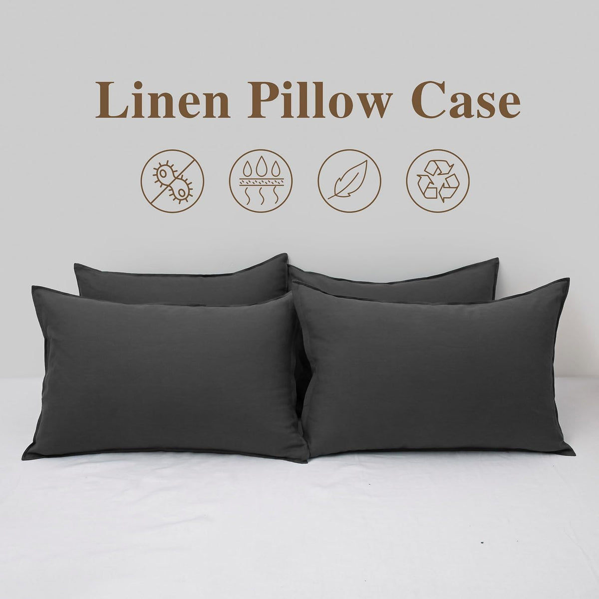 Chuffed Linen Pillow Case 2 Pack 100% Linen Standard Pillowcases, Breathable and Cooling Washed Pillow Shams with Zipper Closure, 20x26 Inc…
