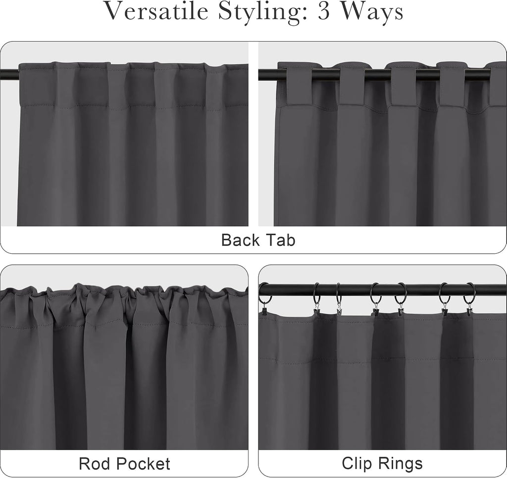 Ponydance PONY DANCE Black Out Curtains 48 inch Long for Short Small Window, Rod Pocket and Back Tab Thermal Insulated Room Darkening Curta…