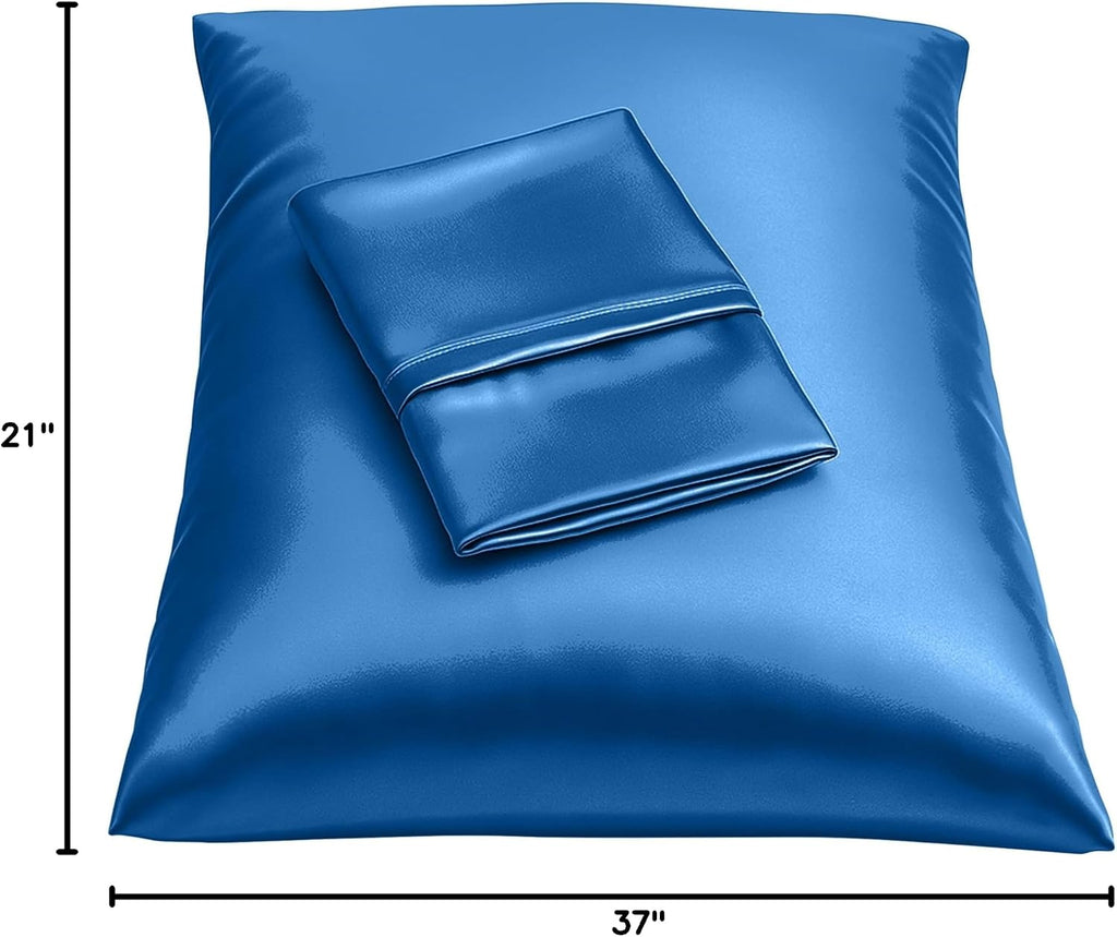 Blissford Royal Blue Satin Pillowcase with Zipper, for Hair and fabric comfort, Feels Soft and Cool Like a Silk Pillowcase, Satin Pillow…