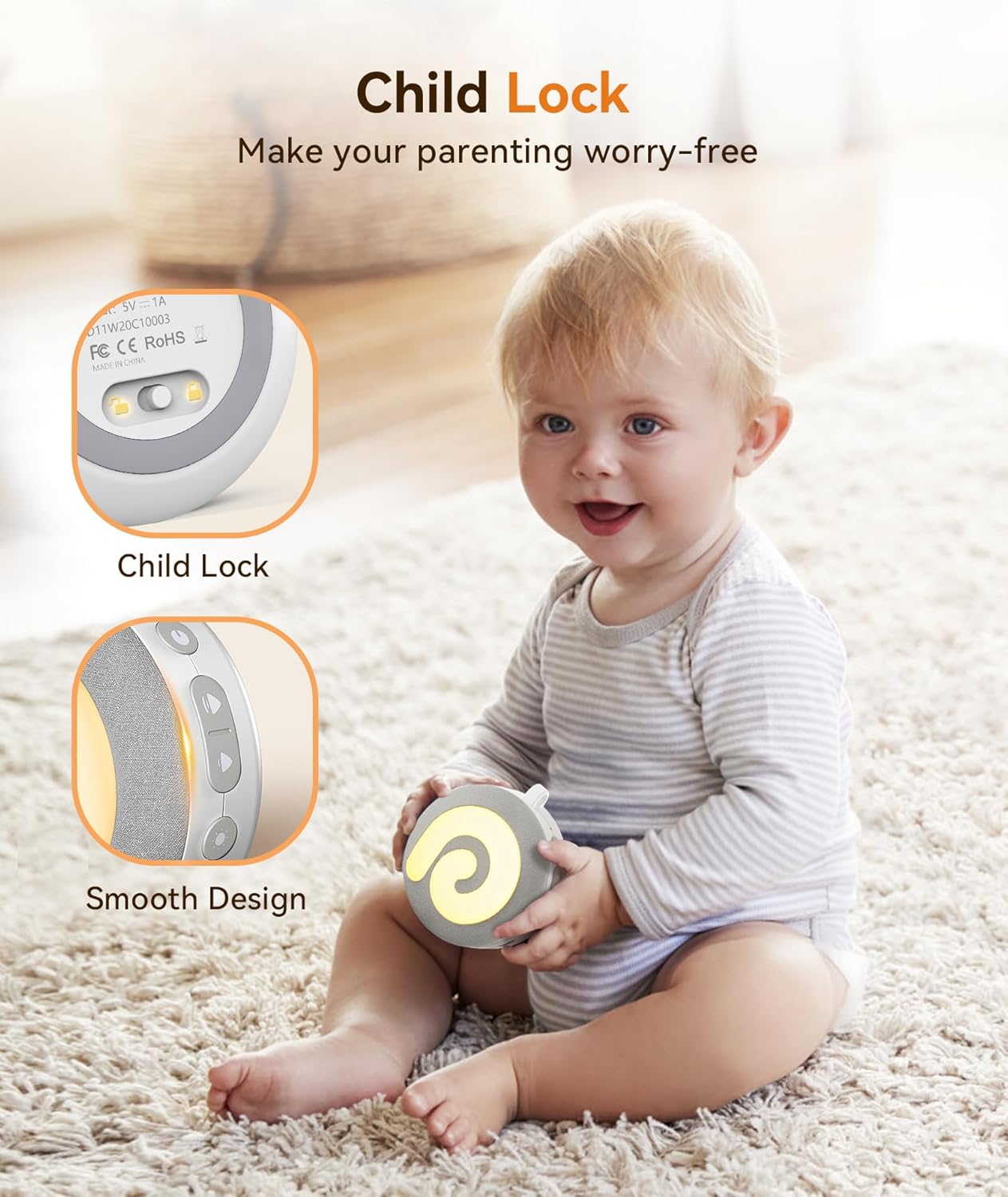 Dreamegg Portable Sound Machine Baby - D11 White Noise Machine for Baby Sleeping with Night Light, White Noise, Lullaby, Nature Sounds…
