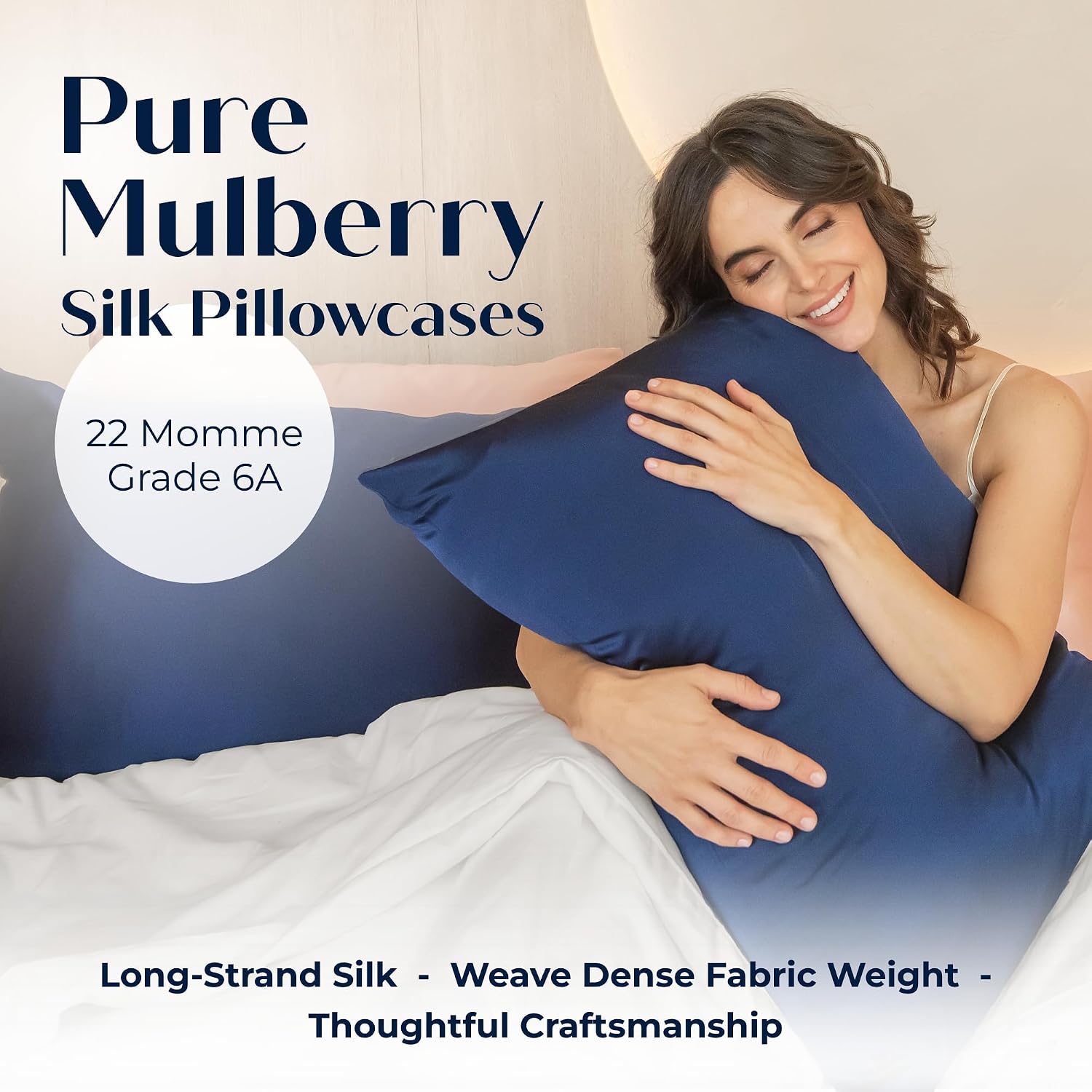 Mulberry Silk Pillowcase – Pure Silk Pillow Cover for Healthier Hair & Smoother Skin – Soft, Breathable and Temperature-Regulating…