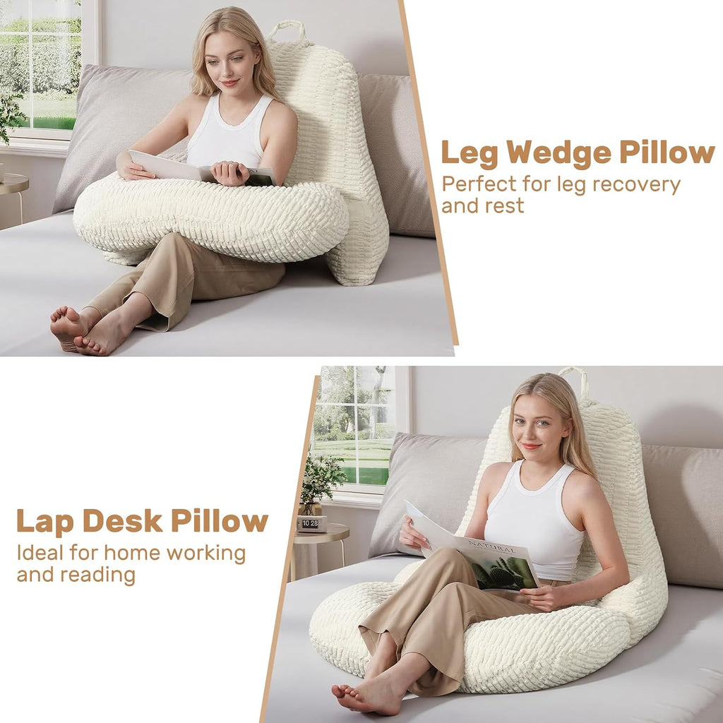 Reading Pillow for Bed, Bed Pillow for Sitting Up, Backrest Pillows with Arms for Adult, Back Support Pillows for Sleeping, Reading and…