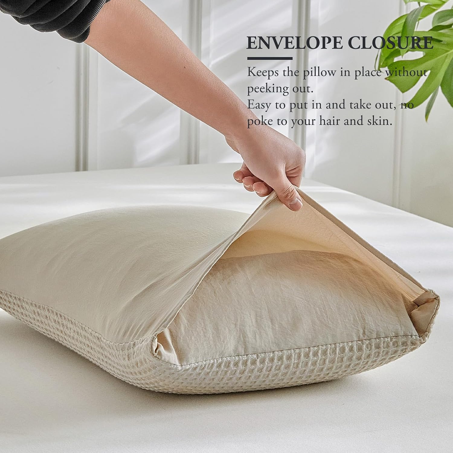 Warmdern Waffle Weave Pillowcases Standard Size 4 Pack Pillow Cases Soft Microfiber Pillow Case Covers Set of 4 Boho Woven Textured Pillowc…