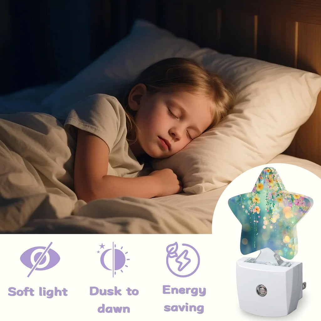 Night Light, Abstract Flowers Night Lights Plug into Wall Spring Floral Decorations for Bedroom Bathroom, Dusk to Dawn Sensor Kitchen…