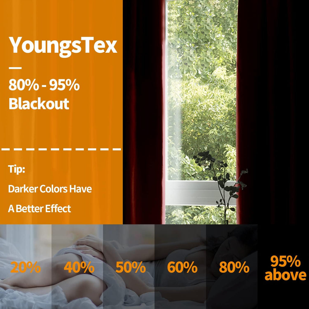 YoungsTex Red Blackout Curtains for Living Room - 72 Inch Length Thermal Insulated Drapes with Grommet Room Darkening for Bedroom Dining Li…