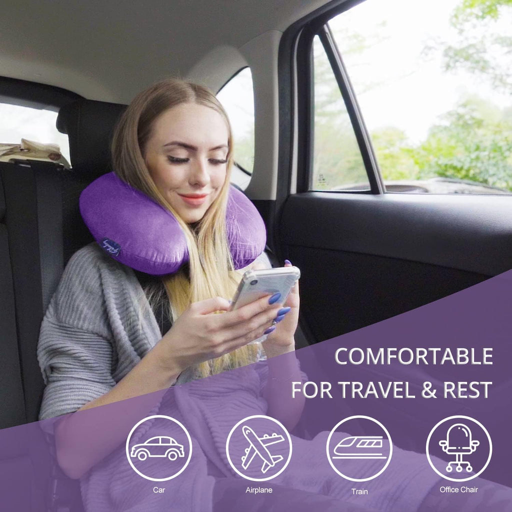 Fabuday Neck Pillow for Travel Memory Foam - Airplane Pillows for Sleeping with Attachable Snap Strap Soft Washable Cover, Flight Pillow fo…