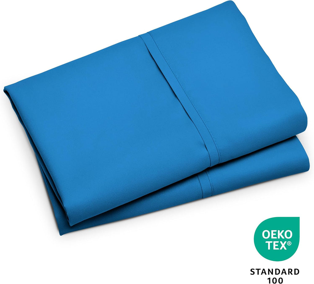BareHome Bare Home Microfiber Pillow Cases - King Size Set of 2 - Cooling Pillowcases - Double Brushed - Medium Blue Pillowcases 2 Pack - E…