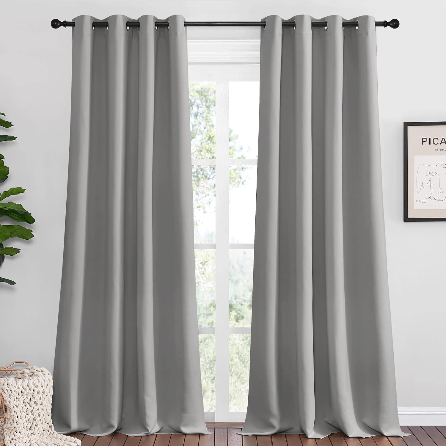 Nicetown Silver Grey Room Darkening Curtain Panels 90" Long for RV, Play Room, Studio, Heat Block Out and Keep Warm Drapes Window Treatment…
