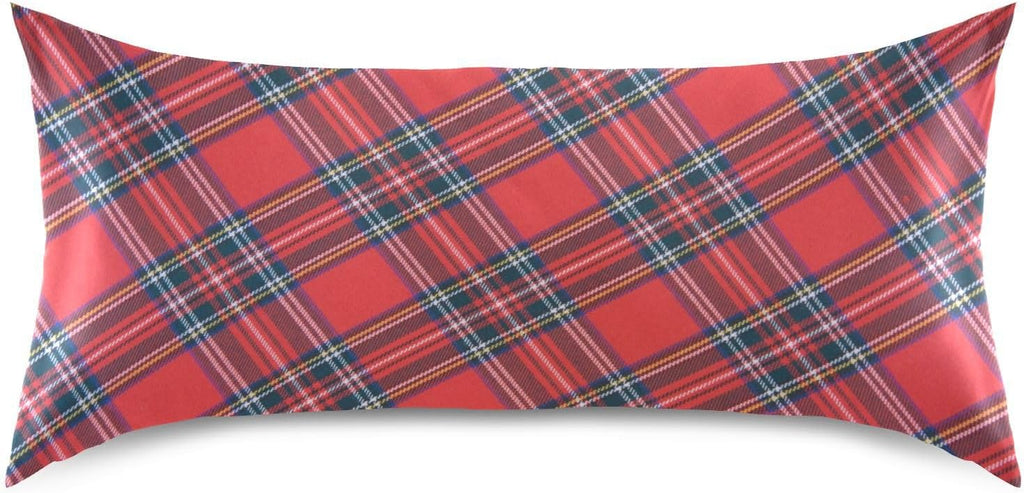 Stewart Tartan Plaid Pillow Covers Silk Pillowcase for Hair and Skin Soft and Smooth Cooling Satin Pillowcase Queen Size Pillow Case for…