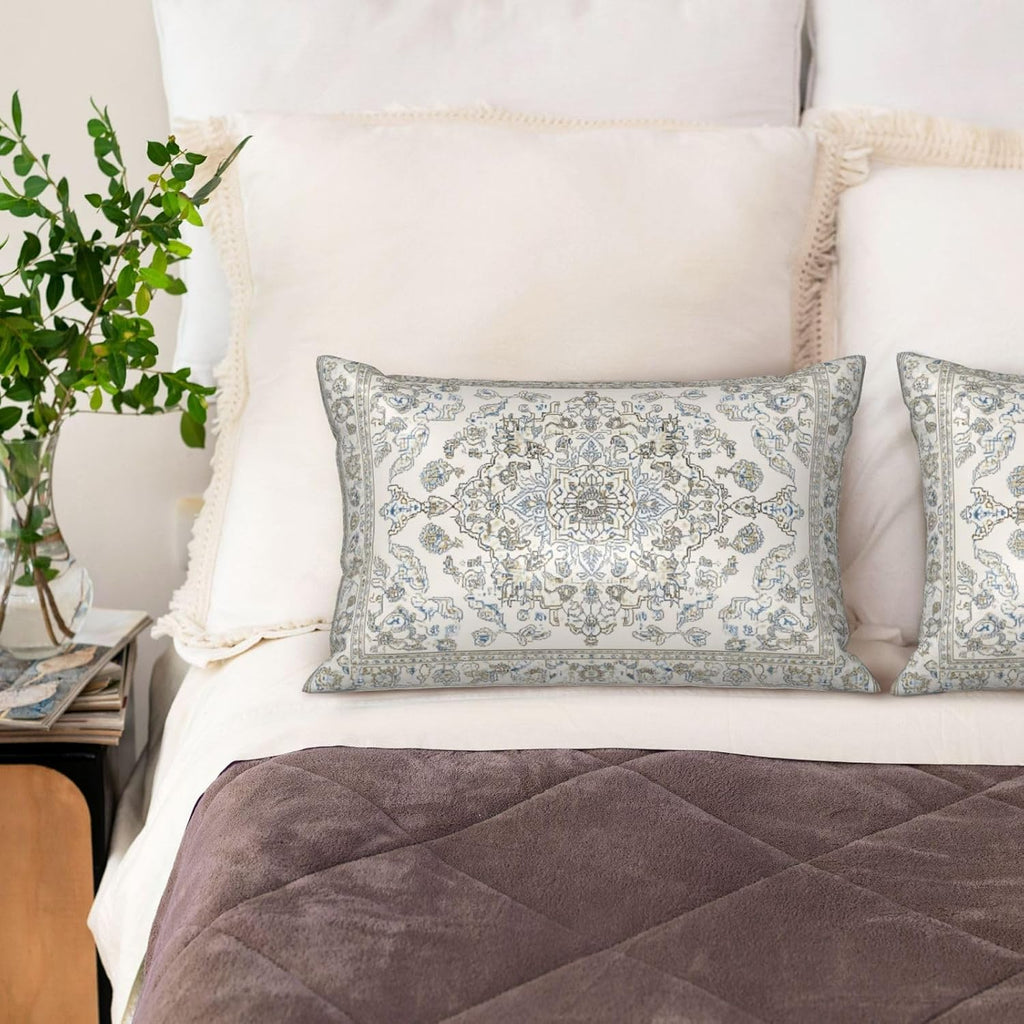 Imitation Silk Pillowcase for Hair and Skin Abstract Beige Carpet 1 Pack Satin Queen Pillowcase with Hidden Zipper Cooling Pillow Cover…