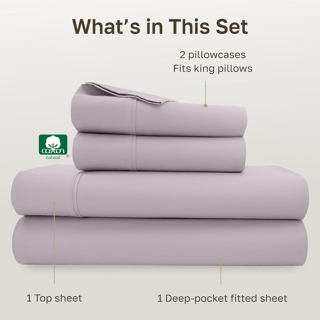 CaliforniaDesignDen California Design Den Soft King Size 100% Cotton Sheet Sets, 400 Thread Count Good Housekeeping Award Winner, Smooth Sa…