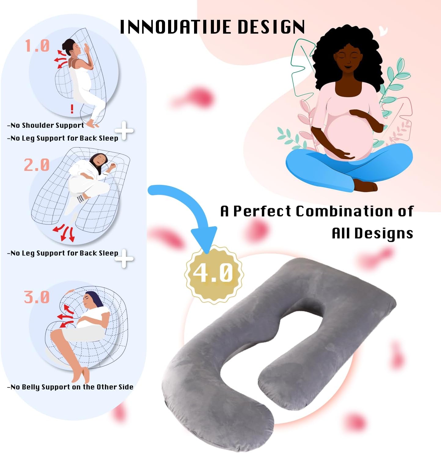 ALLOPERA Pregnancy Pillow, Full Body Maternity Pillow 57 inch, with Removable Washable Cover - Sleep Support for Legs, Back, Neck…