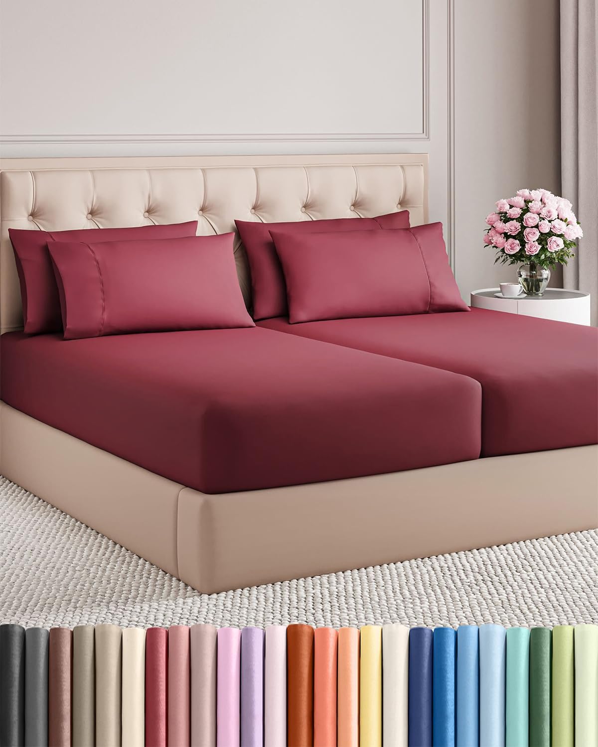 Split King 7 Piece Sheet Set - Comfy, Breathable & Cooling - Soft Hotel Luxury Bedding for Women, Men, Kids, Teens and Children - 1 Flat…