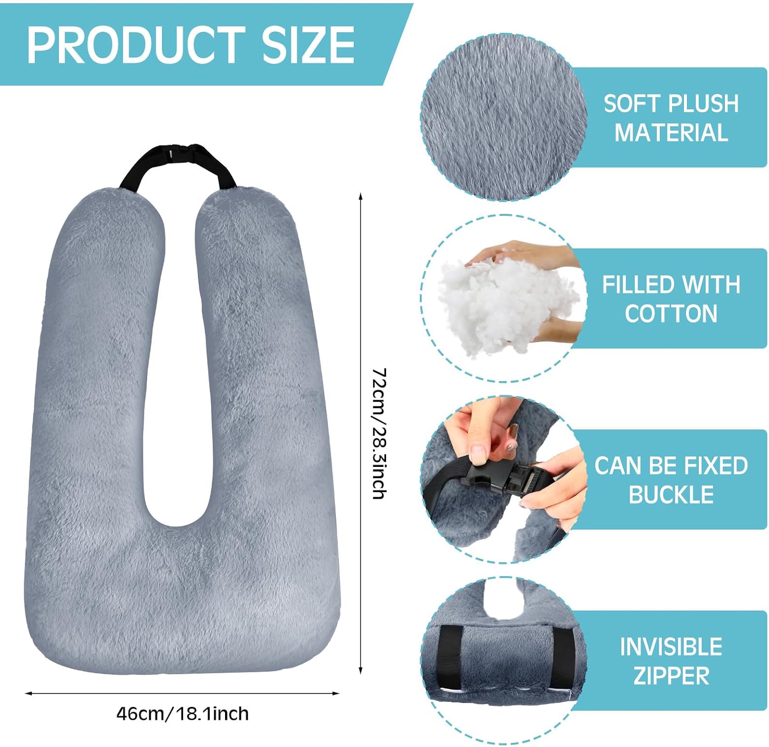 home Barydat 2 Pcs Car Travel Pillow for the Back Seat 28 x 18 in Sleeping Reading Pillows for Long Distance Travel Car Cushion for Kids Ad…