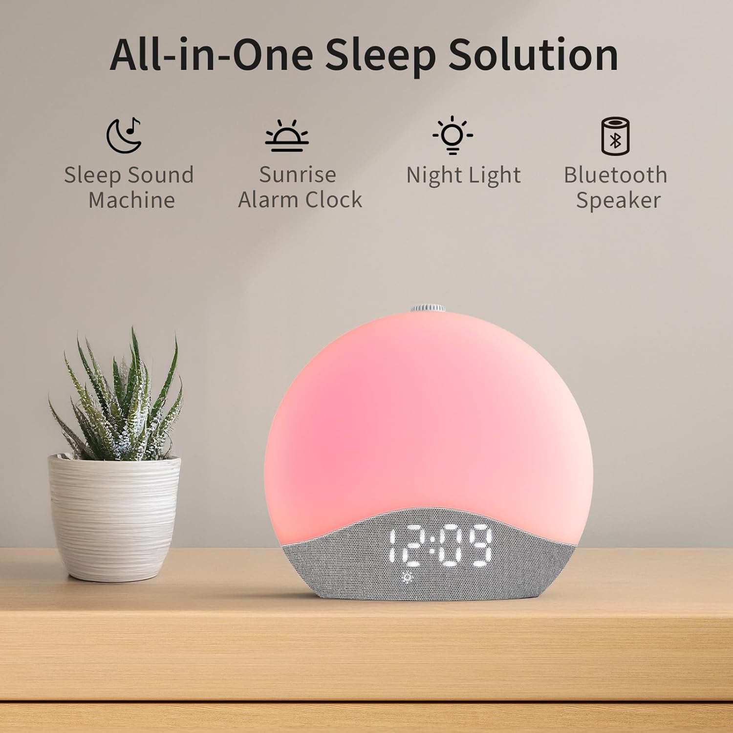 EASYERA Sunrise Alarm Clock Sound Machine, Upgraded Backlit Buttons, 26 Soothing Sounds, White Noise Machine Night Light, Bluetooth…