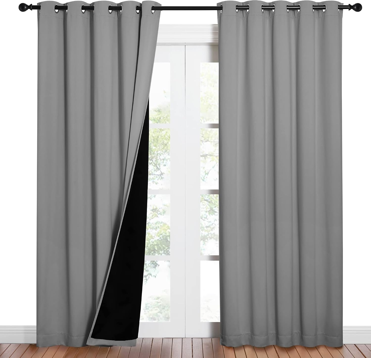Nicetown Silver Grey Full Shade Curtain Panels, Pair of Energy Smart & Noise Blocking Out Blackout Drapes for Dining Room, Thermal Insulate…