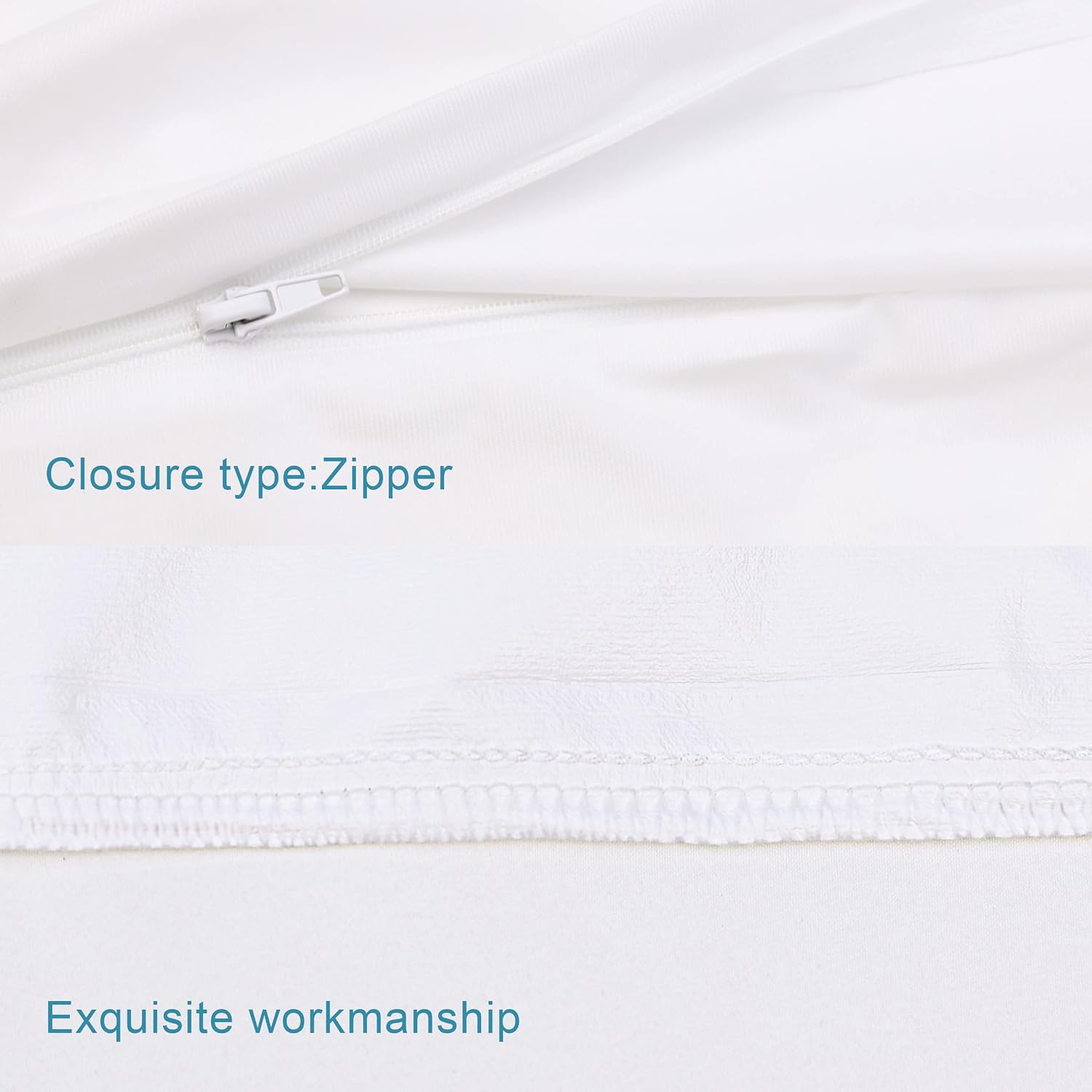Ntbay 4 Pack Zippered Waterproof Standard Pillow Protectors, Super Soft Quiet Zip Pillow Protectors, 20x26 Inches Jersey Pure White Waterpr…