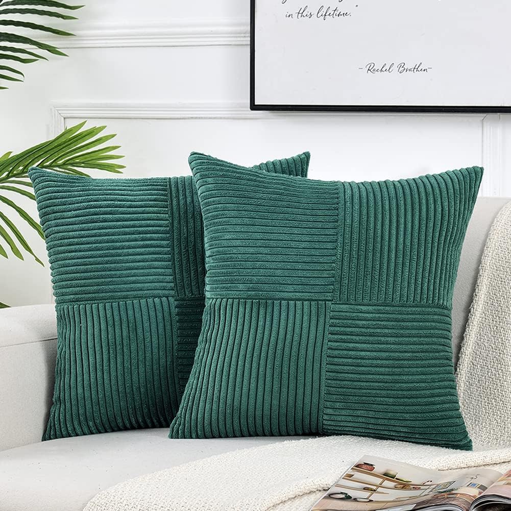 Fancy Homi 2 Packs Teal Samll Decorative Throw Pillow Covers 12x12 Inch with for Couch Bed Sofa, Rustic Farmhouse Boho Home Decor, Soft…